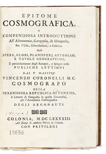 Coronelli, Vincenzo Maria (1650-1718) Epitome Cosmografica o Compendiosa Introduttione all Astronomia, Geografia & Idrografia.